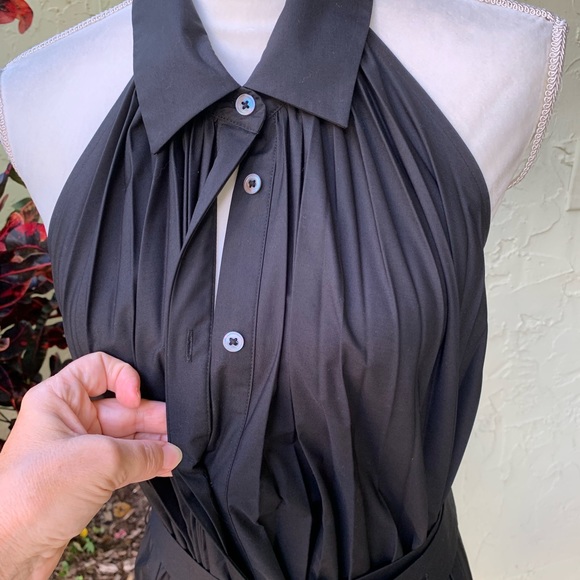 Elie Tahari Pleated Fit & Flare Belted Halter Midi-Dress - Picture 10 of 16